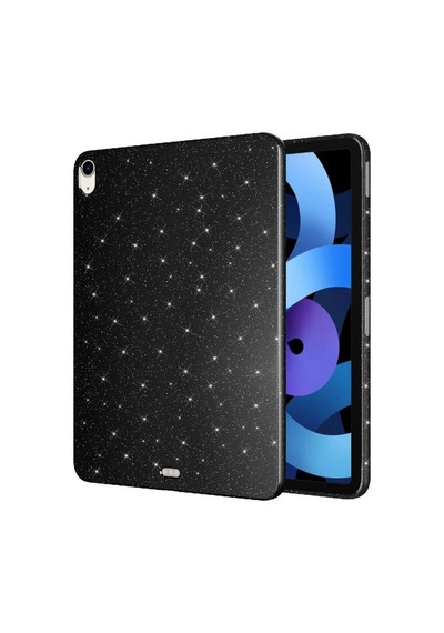 iPad Uyumlu  Air 10.9 2022 5 Nesil Simli Parlak Görünümlü Shrp Tablet Koton Kılıf - Derin Mor Arka Kapak