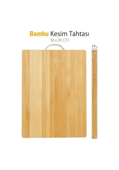 Metal Saplı Bambu Kesim Panosu Bej