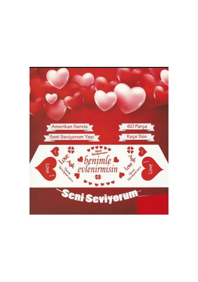 Benimle Evlenirmisin Romantik Evlilik Teklifi Keçe 60 Parça Siyah Kırmızı Masa Süsü Kırmızı Siyah Tüm Yaşlar