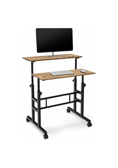 Yükseklik Ayarlı Bilgisayar/Laptop ve Çalışma Masası Tekerli Çam 80X60 Çam