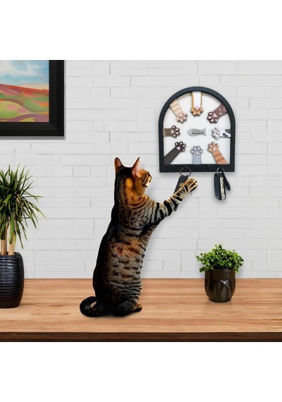 Renkli Kedi Patileri Ve Balık Kabartma Tasarım Anahtarlık Duvar Dekor Askılık Diğer
