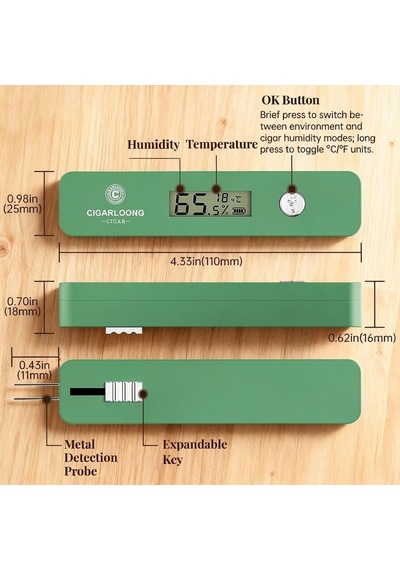Humidimeter Dijital Dedectör Puro İçi Nem Ölçer Yeşil