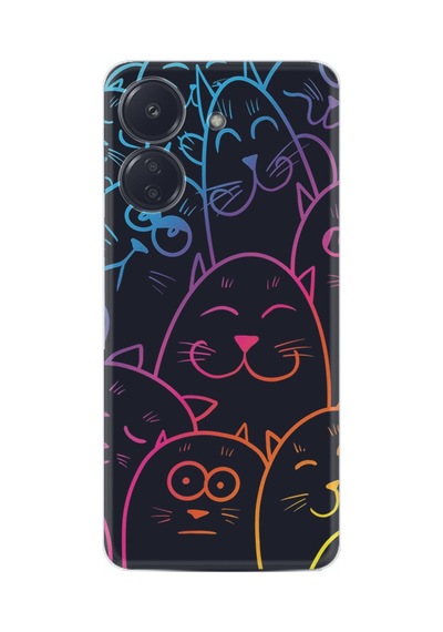 Xiaomi Redmi 13c Kılıf Silikon Desen Özel Seri Neon Cats 1790