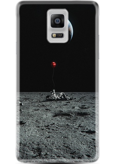 Samsung Uyumlu Galaxy Note 4 Kılıf Silikon Astronoot Red Baloon 1608