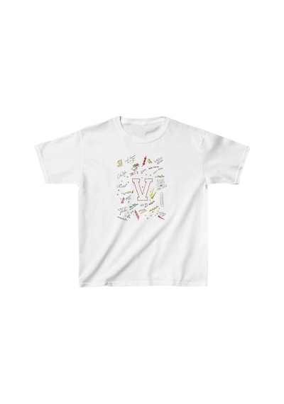 Unisex Çocuk Baskılı T-shirt - Beyaz Siyah