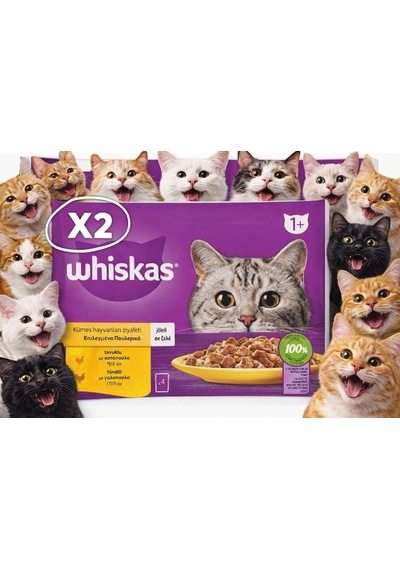 Whiskas Pouch Jöle İçinde Tavuklu Ve Hindili Yetişkin Kedi Konservesi 4x85 Gr 2 Adet