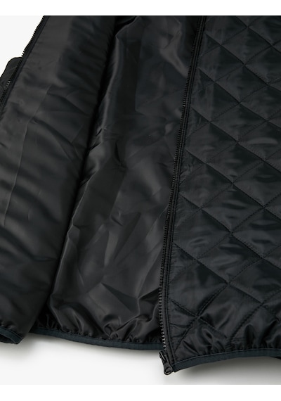 Koton Kapitone Yelek Slim Fit Fermuarlı Dik Yaka Cepli Siyah 4sam20007hw