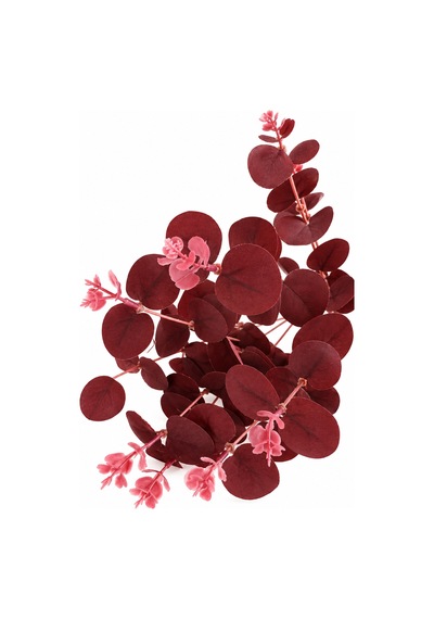 Yapay Okaliptus Demeti Dekoratif Çiçek 47 Cm Bordo Zarafet Bordo Bordo