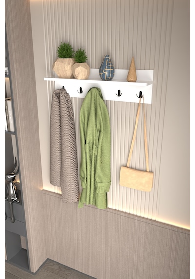 Portmanto Duvar Askılığı Elbise Askılığı 80cm Beyaz