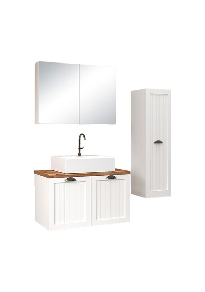 %100 Mdf 80 Cm Aren Banyo Dolabı + 30 Cm Aren Boy Dolabı Beyaz