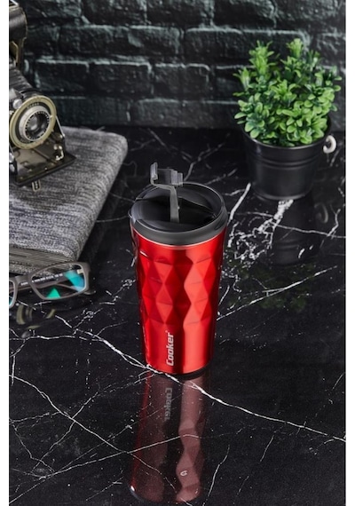Cooker Lüx 350 ML Prizma Çelik Termos Mug Kırmızı - Ckr2048