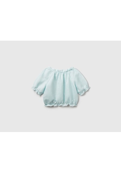 United Colors Of Benetton Benetton Kız Çocuk Mint Bnt-g Keten Bluz Yeşil