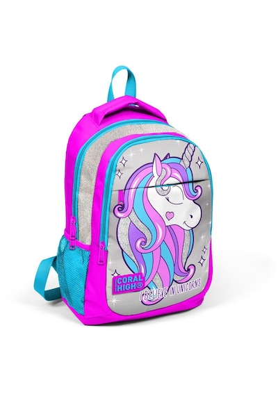 Coral High Okul Sırt Çantası Ve Beslenme Çantası Kız Çocuk Gri Unicorn