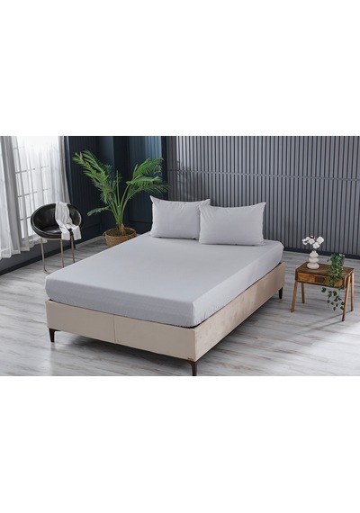 Colourful Fitted Çarşaf Çift King Size - Gri