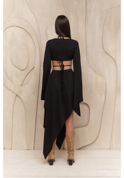 Mai Collection Mai Studios Co. Coachella Siyah Crop Elbise Takım Siyah