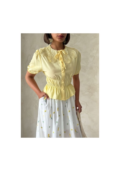 Verymoda Yaka Detaylı Büzgülü Gömlek D2842 Sarı