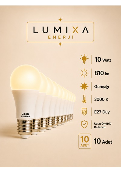 10 Watt 810 Lm Günışığı Renk Ampul 10 Adet