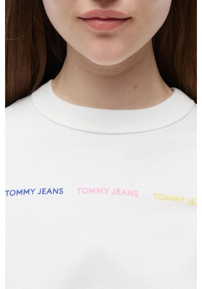 Tommy Jeans Logolu Pamuklu Bisiklet Yaka Kadın T Shirt T Shirt Dw0dw22905 Ybl Beyaz