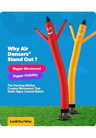 Inflatables Lookourway Air Dansçı Hoch Tube Man Şişirilebilir Sabitleme 20-feet 20'kırmızı Çok Renkli