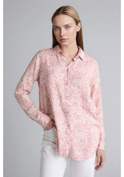 Defacto Loose Fıt Gömlek Yaka Baskılı Uzun Kollu Tunik T0609az26sppn623 Pembe-pn623