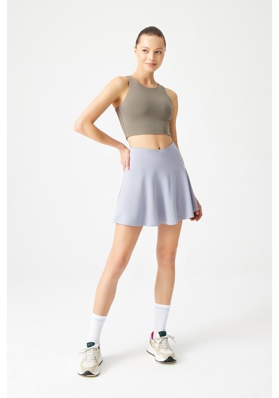 Los Ojos Gri 2 Katmanlı Pileli Tenis Eteği - Spor Etek Tennis Skirt2 Gri