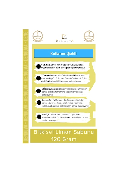 Lüks %100 Doğal Güzel Kokulu El Yüz Saç Vücut Cilt Orijinal Bitkisel Limon Sabunu 120g - 10 Adet