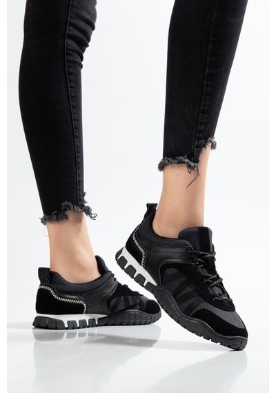 Suins Space Model Hakiki Deri Kadın Spor Ayakkabı Sneaker Siyah