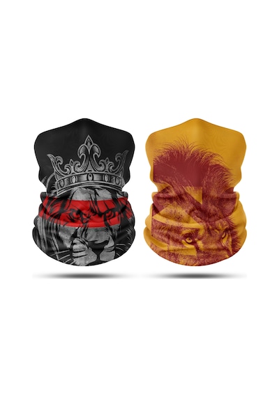 Dair Aslan King Desenli 2'li Set Boyunluk Bandana Outdoor Balaklava Yüz Maskesi Kafa Bandı