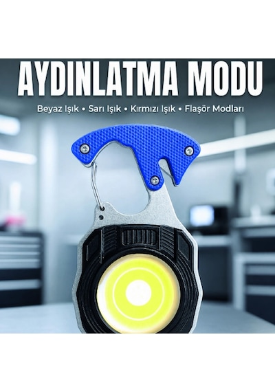 Araç Kamp Outdoor Ve Tamir İşleri İçin Çok Amaçlı Cob Led Şarjlı Kurtarma Ve Çalışma Feneri