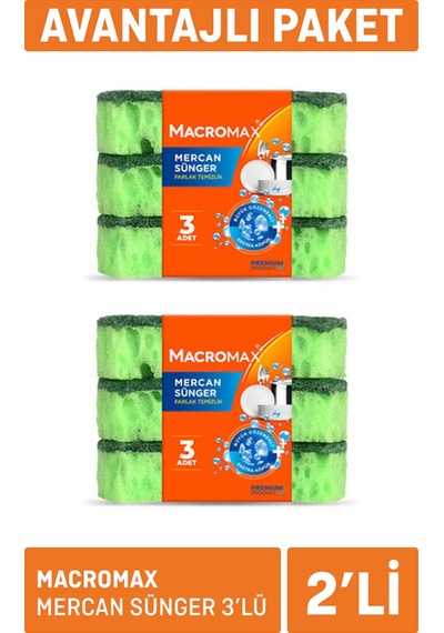 Macromax Mercan Sünger 2 X 3'lü