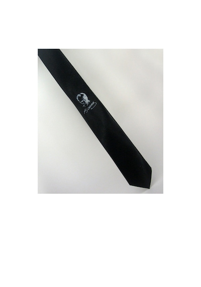 Gaffy Atatürk ve Imza Baskılı Slim Fit Saten Siyah Kravat - Ak-09 Siyah