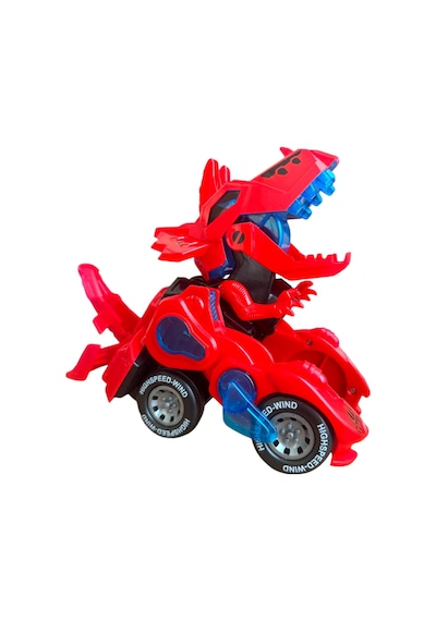 Trex Dinazor Figür Araba Sesli Işıklı Pilli Müzikli Transformers Robot Dinozor 20cm - Kırmızı Kırmızı