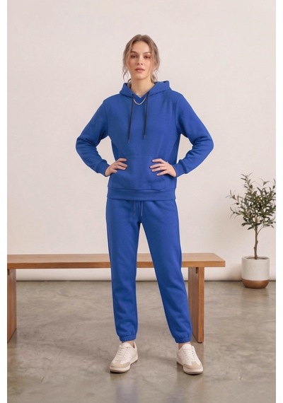 Moibody Kadın 3 İplik Şardonlu Eşofman Takımı Premium Kapüşonlu Sweatshirt Ve Jogger Alt Yavruağzı Mavi Mavi Moibody Kadın 3 İplik Şardonlu Eşofman Takımı Premium Kapüşonlu Sweatshirt Ve Jogger Alt Yavruağzı Mavi Mavi