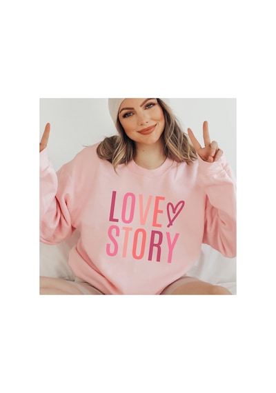 Magors Stıl-x Sevgililer Gününe Özel Love Story Baskılı, Pamuklu, Bisiklet Yaka, Unısex Sweatshırt Pembe Magors Stıl-x Sevgililer Gününe Özel Love Story Baskılı, Pamuklu, Bisiklet Yaka, Unısex Sweatshırt Pembe