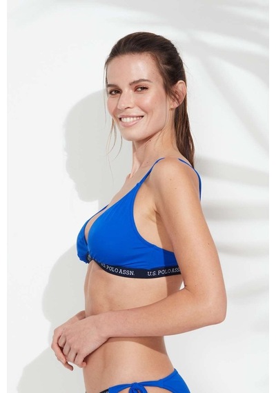 U.S. Polo Assn. Kadın Saks Mavi Geniş Üçgen Bikini Üst 21501