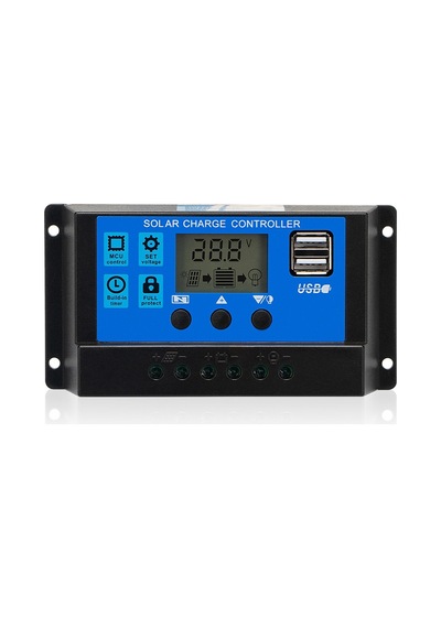 Güneş Paneli Şarj Kontrol Cihazı Regülatörü 20a 12v 24v Lcd Ekran Çift Usb Çıkışlı Pwm Akü Şarj Regülatörü Solar Panel Kelektronik