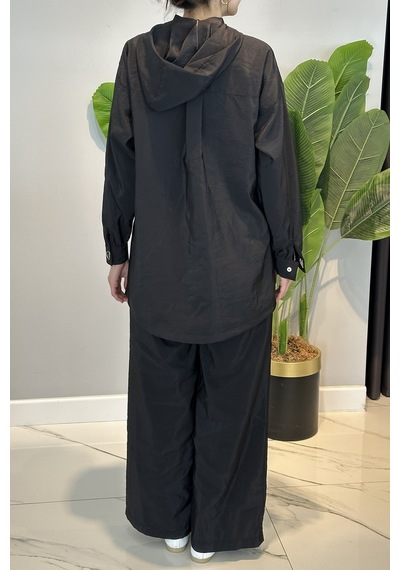 Lale Butik Çıt Çıt Detay Pantolon Takım 19534 Siyah