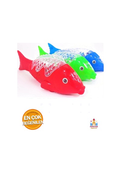 Pilli Işıklı Müzikli Yürüyen Renkli Balık Oyuncak - 23 Cm Boyunda