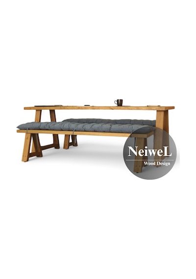 Neiwel Tier Doğal Ahşap Banklı Toplantı Masasıı x 80 x 200 Açık Ceviz
