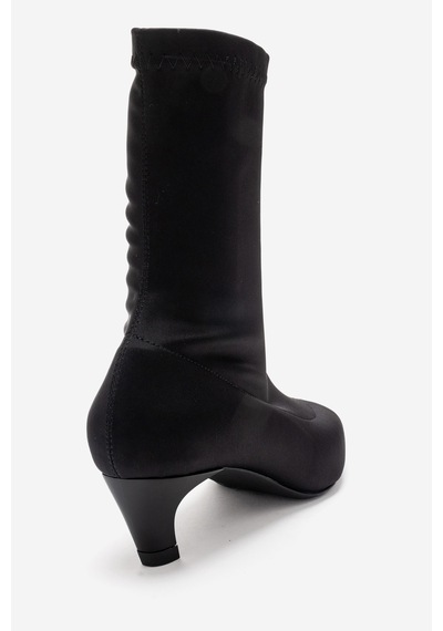 Luvishoes Alora Siyah Scuba Kadın Kısa Topuklu Bot Siyah