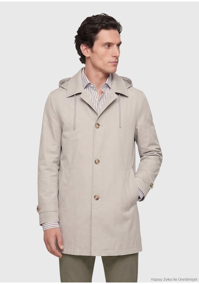 Ramsey Kum Regular Fit Kapüşonlu Teknik Pardösü