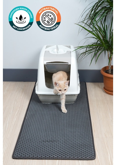 50x110 Cm Hücreli Kedi Kumu Paspası Kedi Matı Kedi Tuvalet Önü Paspası Koyu Gri