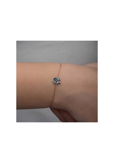Gümüş Rose Mistik Topaz Yonca Kadın Bileklik Gümüş Gümüş