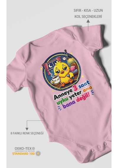 Morivokids Anneye Özel Kısa Kollu Bebek Body %100 Pamuk Zbn245-kk Koyu Pembe