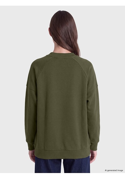 Lcw Modest Yeşil Oversize Kadın Kalın Sweatshirt Tunik
