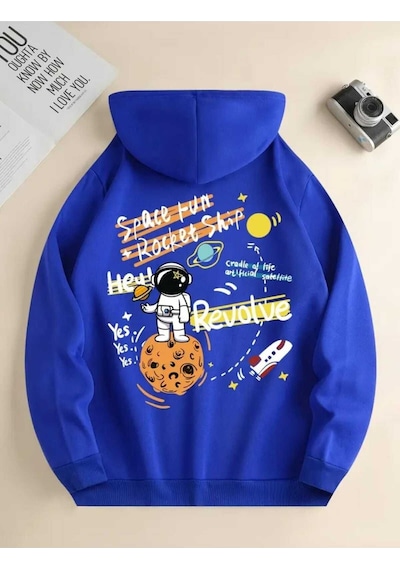 Kozia Outdoors Malkoçbey The Galaxy Baskılı Kapüşonlu Sweatşhirt Mavi Mavi