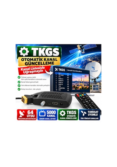 Multibox Tüplü Tv Full Hd Mini Gold Scart Uydu Alıcısı Tkgs, Wifi Destekli, 5000 Kanal, 64 Uydu