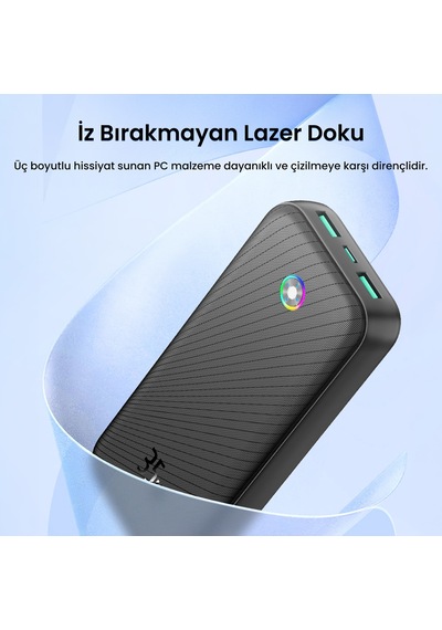 Rocoren 20000mah 35w Powerbank Pd Hızlı Şarj, 3 Çıkışlı Usb-c + Çift Usb-a Tablet Ve Telefonlarla Uyumlu Taşınabilir Şarj Cihazı Siyah