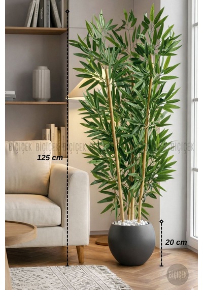 125cm Yapay Bambu Ağacı Küre Saksıda H