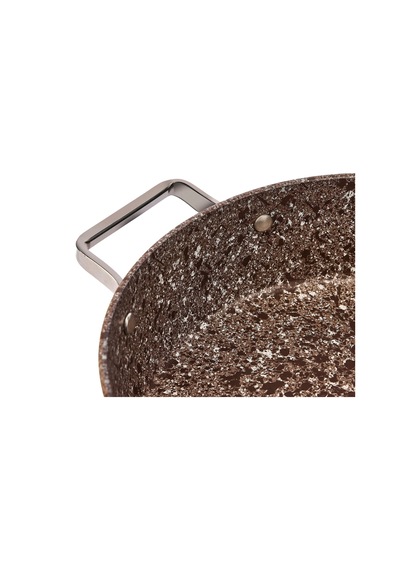 Stone-age Terra 28 Cm Çizilmez Yanmaz Yapışmaz İndüksiyonlu Basık Tencere-7986 Kahverengi